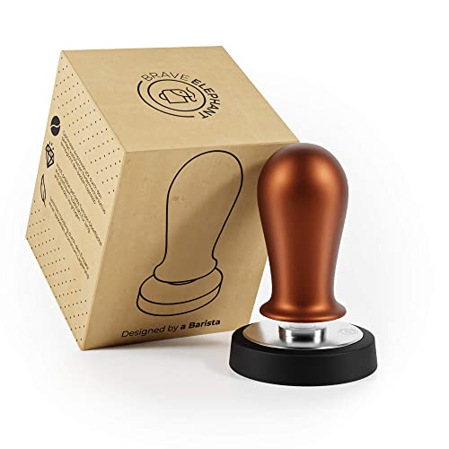 BRAVE ELEPHANT Pressino Espresso [Copper PRO]|Stampo Barista Stempel con Pressione di Contatto di 35 libbre | Pressino Innovativo in Set con Tappetino in Silicone | per Inserto portafiltro con Ø51mm