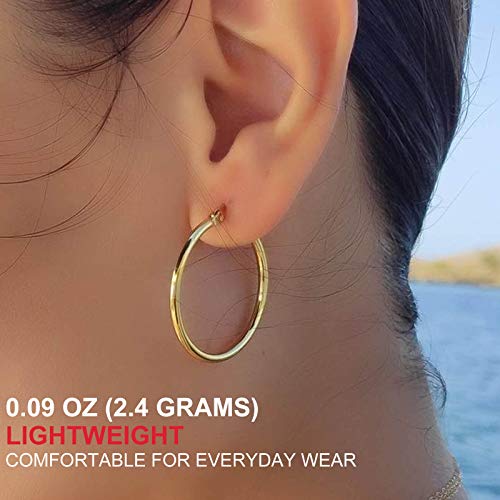 Gacimy Yellow Gold Hoop Earrings For Women, 30Mm Medium, 14K Gold Plated Hoops With 925 Sterling Silver Post thumb #5