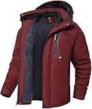 QPNGRP Mens Waterproof Ski Snowboard Jacket Windproof Winter Snow Coat Burgundy Medium