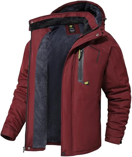 Image of QPNGRP Mens Waterproof Fleece Ski Jacket Windproof Winter Snow Coat