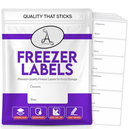 100 x Freezer Labels Easy Peel Off (Printed) - Frozen Food Freezer Labels Leave No Sticky Residue After Use - Perfectly Sized (6 x 3cm) Easy to Write Surface with Any Pen by ARMIZ