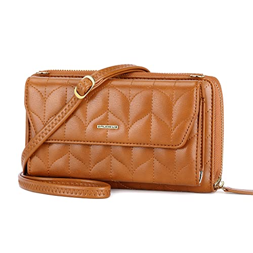 Image of nuoku RFID Blocking Wristlet Wallet for Women, Zip-Around Crossbody Clutch with 2 Removable Straps
