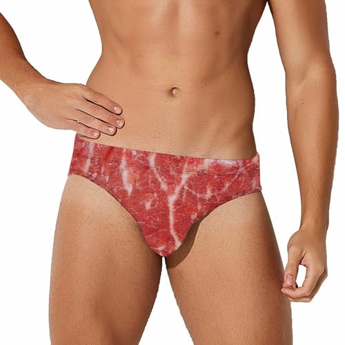 Raw Meat Pork Pattern Mens Swim Briefs Quick Dry Swimming Trunks Training Swimsuit Low Rise Swimwear