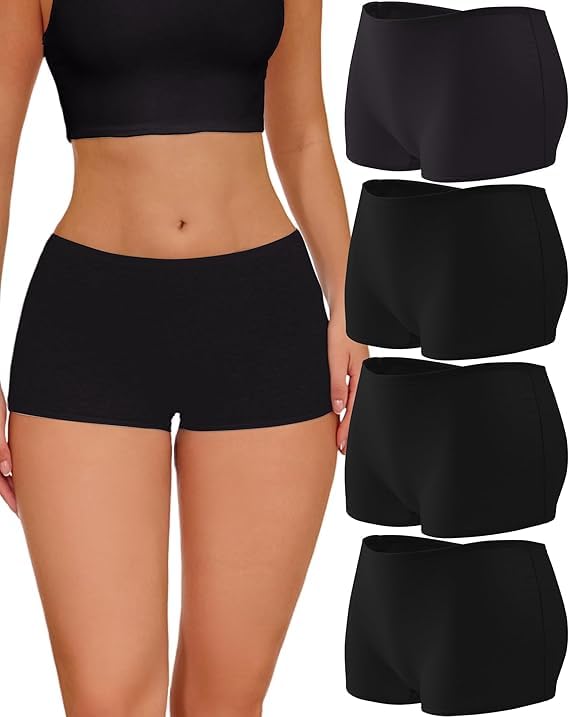 Boy Shorts Underwear for Women Cotton Panties Mid Rise Undies Full Coverage Boxers Briefs Boyshort 4 Pack S-3XL-image-26