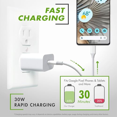 Image of Google 30W Original Type C Fast Charger Adapter for Pixel Phones | USB-C PD & PPS Rapid Charging | for Pixel 10 /Pro /XL /Fold /9 XL /9 Pro /9 /9a /8 pro /8 /8a /7 /7a /6 /6a /5 /4XL, Other Type-C Devices, White