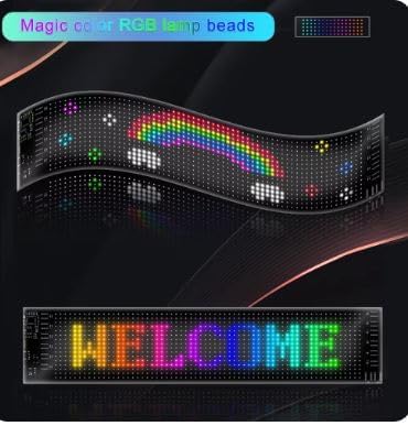 Image of Cloudsale LED Sign Car Bluetooth App LED Matrix Pixel Panel Night Light DIY Programmable Flexible LED Display for Car, Shop, Hotel & Bar (16 * 64)(App Control Only) L*B (10 * 38)