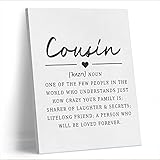 Cousin Noun Definition Canvas Wall Art Prints Painting Decor 11×14 Inches, Modern Minimalist Cousin Quote Print Framed Artwork For Bedroom Living Room Family Home