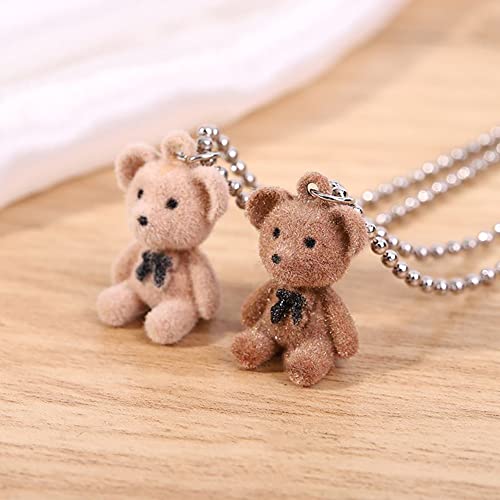 Y2k Bear Necklace Cute Plush Teddy Necklaces BFF Friendship Matching Couple Necklaces set Christmas Valentine's Day Gifts 2PCS2
