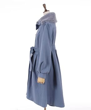 axes femme アシメナポレオンロングコート ブルー タグ付き