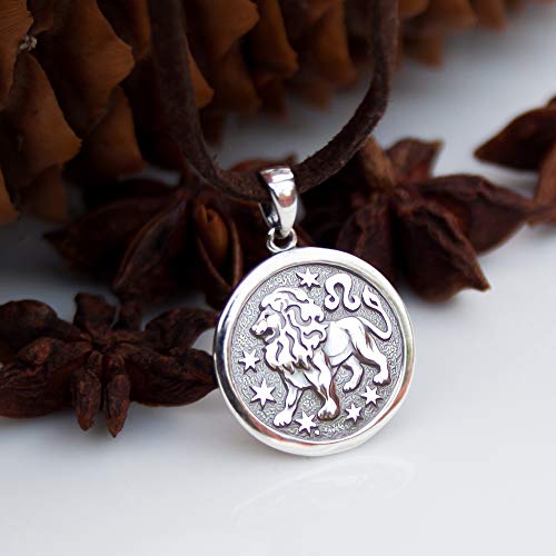 Zodiac Sign Pendant Necklace 925 Sterling Silver Horoscope Medallion Coin Disc Choker Charm Constellation Astrology Jewelry for Men Women3