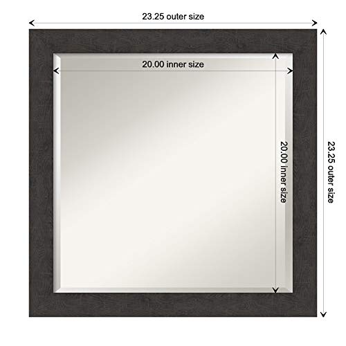 Image of Amanti Art Framed Vanity Mirror | Bathroom Mirrors for Wall | Rustic Plank Espresso Narrow Mirror | Wall Mounted Mirror | Medium Mirror | 23.25 x 23.25