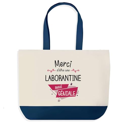 Sac de shopping bleu laborantine géniale grand sac de course provision cadeau