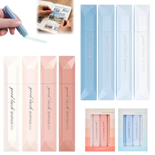 Pipihome Kleberoller Doppelseitiges Klebeband Stifte, 8 Stück Fotokleber Doppelseitig Selbstklebend Roller, Klebestift zum Basteln Fotoalbum Fotoalben Karten Fotos Basteln Tagebuch