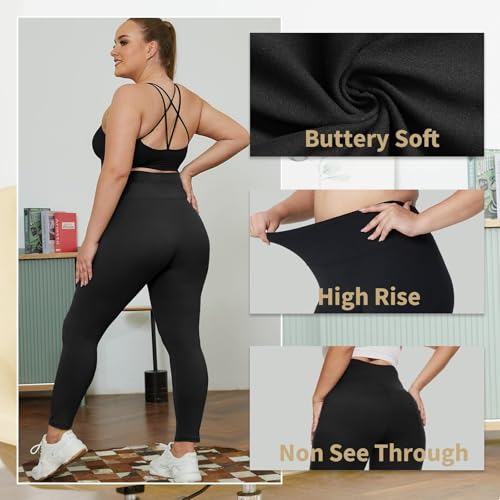 HLTPRO 3 Pack Plus Size Leggings for Women(X-Large - 4X) の商品画像 3
