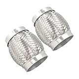 FGJQEFG 2PCS Exhaust Flex Pipe Stainless Steel Double Braid Long Heavy Duty 3''Inch x 4''Inch w/Ends 4'' inch Long