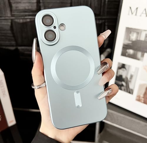 Étui de chargement magnétique pour iPhone 14 Pro coque mate bleue