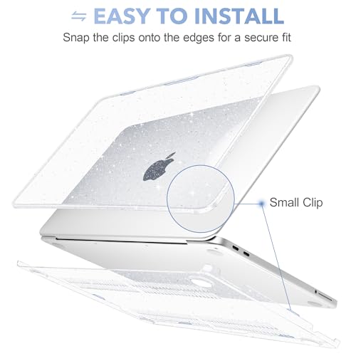 Image of May Chen Compatible with MacBook Neo 13 inch Model A3404 2026 Release, Slim & Lightweigh Frosted Finish Protective Case with Keyboard Cover&Screen Protector, Glitter Clear