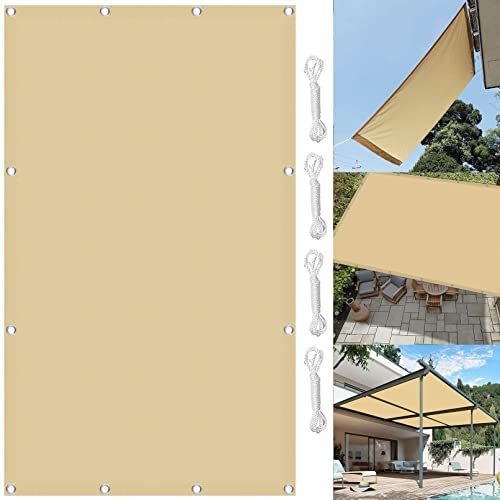 Toile ombrage imperméable 4x10 m rectangulaire jaune sable pour pergola - 2