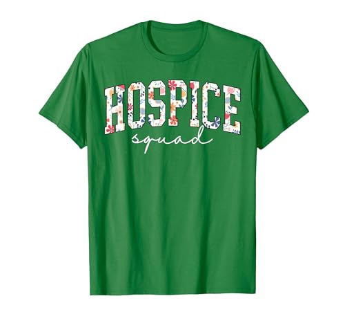 Hospice Squad Floral Nurse Week Palliative Care Hospice Aide T-Shirt, Men, Kelly Green, Small