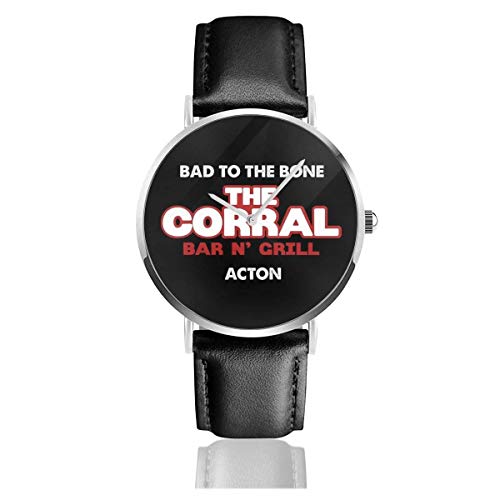 Unisex The Corral Bar N Grill Terminator 2 Uhren Quarzlederuhr mit schwarzem Lederband