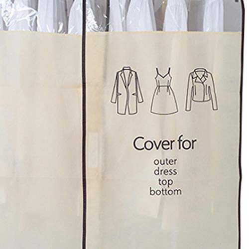 Housse Vêtements Anti-Poussière OTraki 120x150cm - Fenêtre Transparente - Pour Penderie Ouverte - Beige