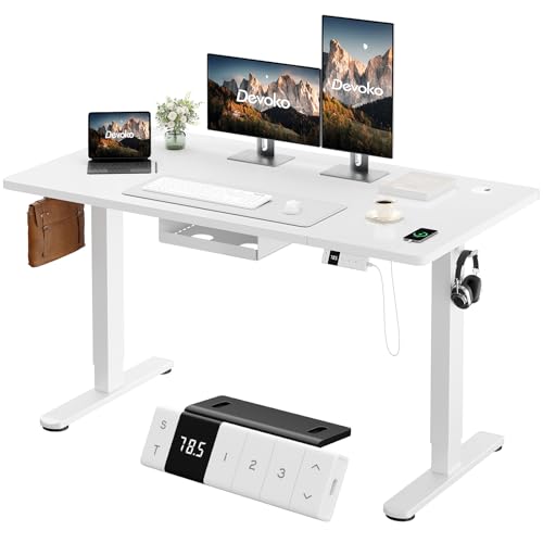 Devoko Bureau Assis Debout Électrique 160×80cm, Bureau Électrique avec Chargeur
