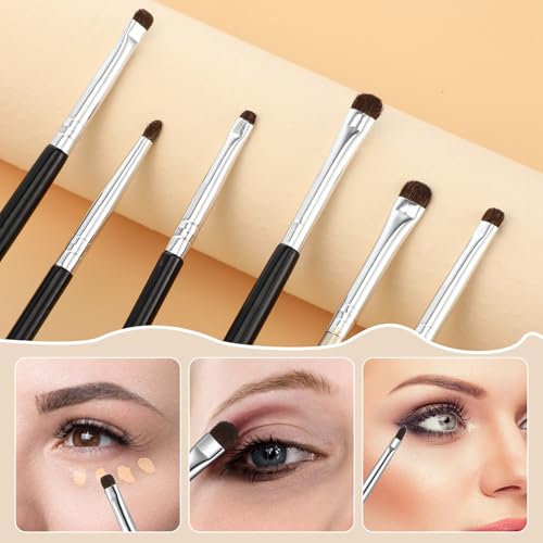 ElevateTech Eyeliner Smudge Brush Small Makeup Brush Eyeshadow Brushes HighlightingBrush ConcealerBrush Eye Liner Brushes Set for Precise Eye Liner 6Pcs