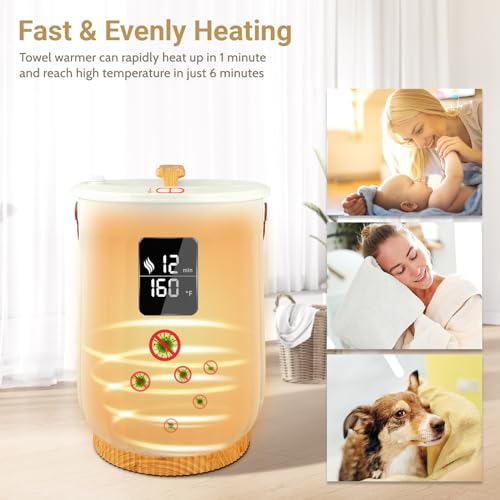Image of Asuka Towel Warmer, Hot Towel Warmers for Bathroom, Luxury Bucket Towel Warmers with LED Display, Auto Shut Off, Timer Modes, Child Lock, Hot Towel Heater for Towels Blankets Robes Home SPA Elderly