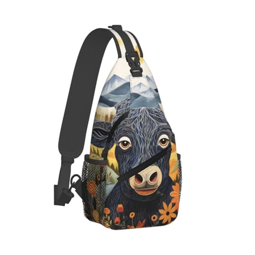 Bolso bandolera con estampado de vaca para mujer y hombre miniatura 2