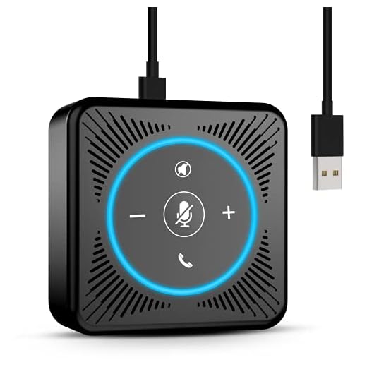 USB Speakerphone - eMeet M0 Conference Speaker for 4 People Business Conference Phone 360° Voice Pickup 4 AI Microphones USB Skype Speakerphone Conference Call Speaker Plug and Play