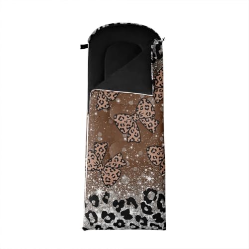 Bolsa de dormir para camping Feelyou con estampado de leopardo para niños, adolescentes y adultos, color gris marrón, cálida para climas fríos, 3 estaciones miniatura 4