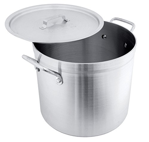 Crestware Aluminum Stock Pot with Lid, 16 quart, Silver Cover