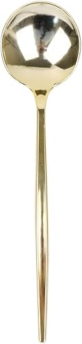 Miniatura 7 de Efavormart - Juego de 24 cucharas de plástico de 8 pulgadas, color dorado brillante, cubiertos elegantes desechables de alta calidad