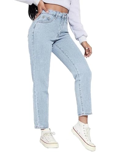 KOTTY Women High Rise Cotton Lycra Ankle Length Slim fit Light Blue Solid Jeans (Light Blue,28)