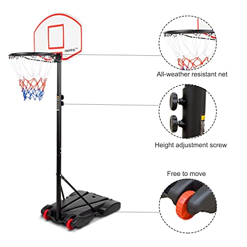 Haokang Portable Basketball Hoop Wtih Adjustable Height 28" Backboard Free Standing System W/Wheels For Kids Teenager #TOP3