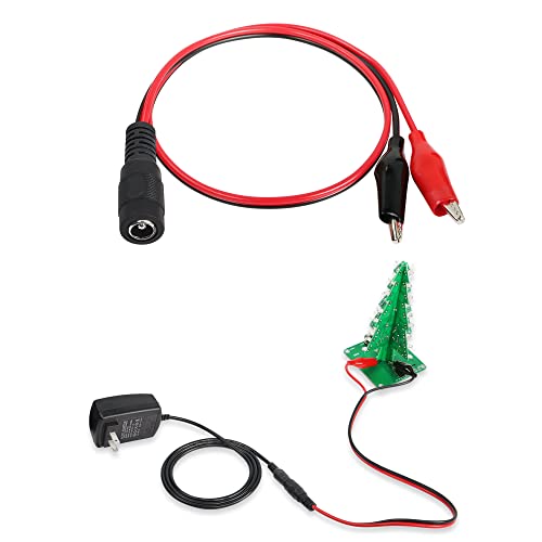 Image of Alligator Clip Jumper Probe to DC 5.5x2.1mm Male and Female Test Wre 18AWG Adapter Red and Black Wire Alligator Clip Test Wire 50 cm for Testing The Circuit (DC Male +DC Female)