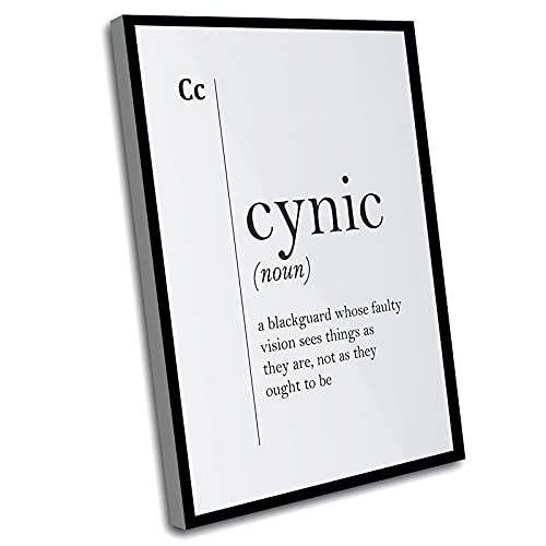 Canvas Quotes Wall Art,Define wall decoration,Cynic Definition Print Cynic Gift For Friend Cynicism Wall Decor Cynical Quotes Cynic Humor Poster Dorm Wall Art,12x16 Inch Framed Wall Art