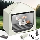 インフレータブル幼児用トラベルベッド テント付き – 幼児用ブローアップマットレス インドア&アウトドア キッズエアマットレス キャンプ、旅行、自宅用(52.4インチ)