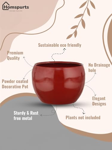 Image of Sunshine Solid Metal Tabletop Planters, Home Decor, Living Room, Office, Restaurant, Table Decor| (Set of 3, Without Plant) (Red)