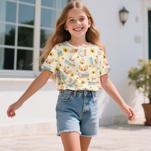Girls Summer Shirts Size 3-14 Short Sleeve Hemley Shirt for School Workout Soft Breathable Summmer Outfits Tee Tops4