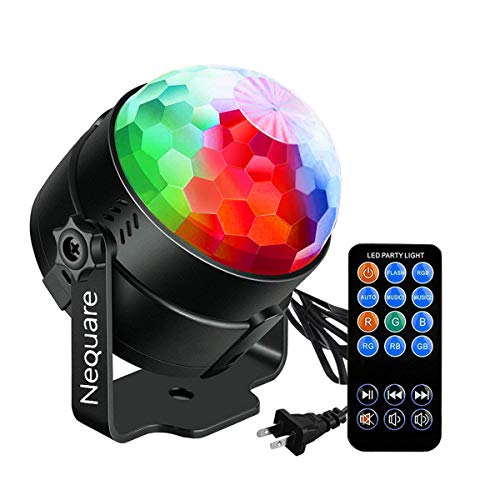 Nequare Party Lights Sound Activated Disco Ball Strobe Light 7 Lighting Color Disco Lights with Remote Control for Bar Club Party DJ Karaoke Wedding Show and Outdoor