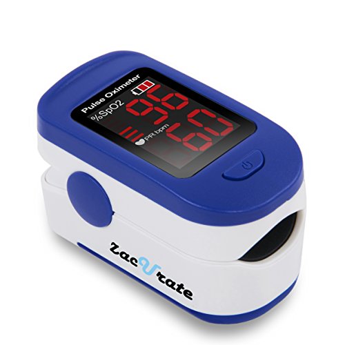 Zacurate 500BL Fingertip Pulse Oximeter Blood Oxygen Saturation Monitor with Batteries and Lanyard