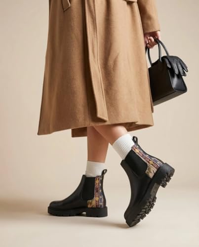Image of Big Fox Printed Mid Top Chelsea Boots For Woman