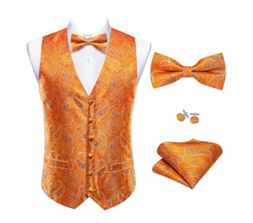 Men's Wedding Waistcoat Set with Tie Pocket Square and Cufflinks Tuxedo Accessories