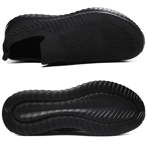 Men's Breathable Knit Walking Tennis Gym Slip On Laceless Sneakers2