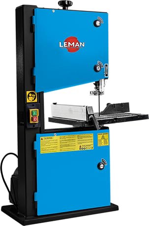 LEMAN   Sierra de Cinta para Madera LOSRU250, Volantes 250 mm, Motor 350 W, Mesa Inclinable 0° 45°, Guía de Corte Ajustable