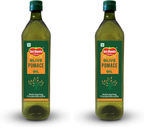 Image of Del Monte Pomace Olive Oil (Imported) | All-purpose everyday cooking oil for regular Indian cooking | Ideal for deep frying, roasting, baking | High MUFA & Low in Saturated Fat | Pomace Olive Oil, 1L Pet Bottle