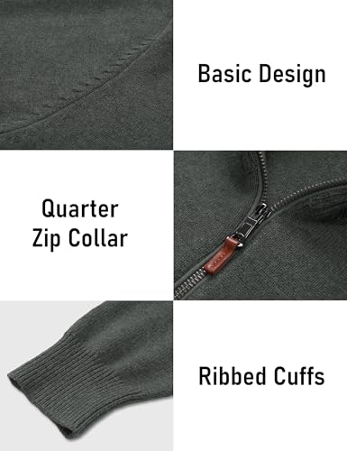 Image of MAGCOMSEN Men's Quarter Zip Pullover Lightweight Mock Neck Polo Sweater Long Sleeve Warm Fall Winter Pullover Sweaters