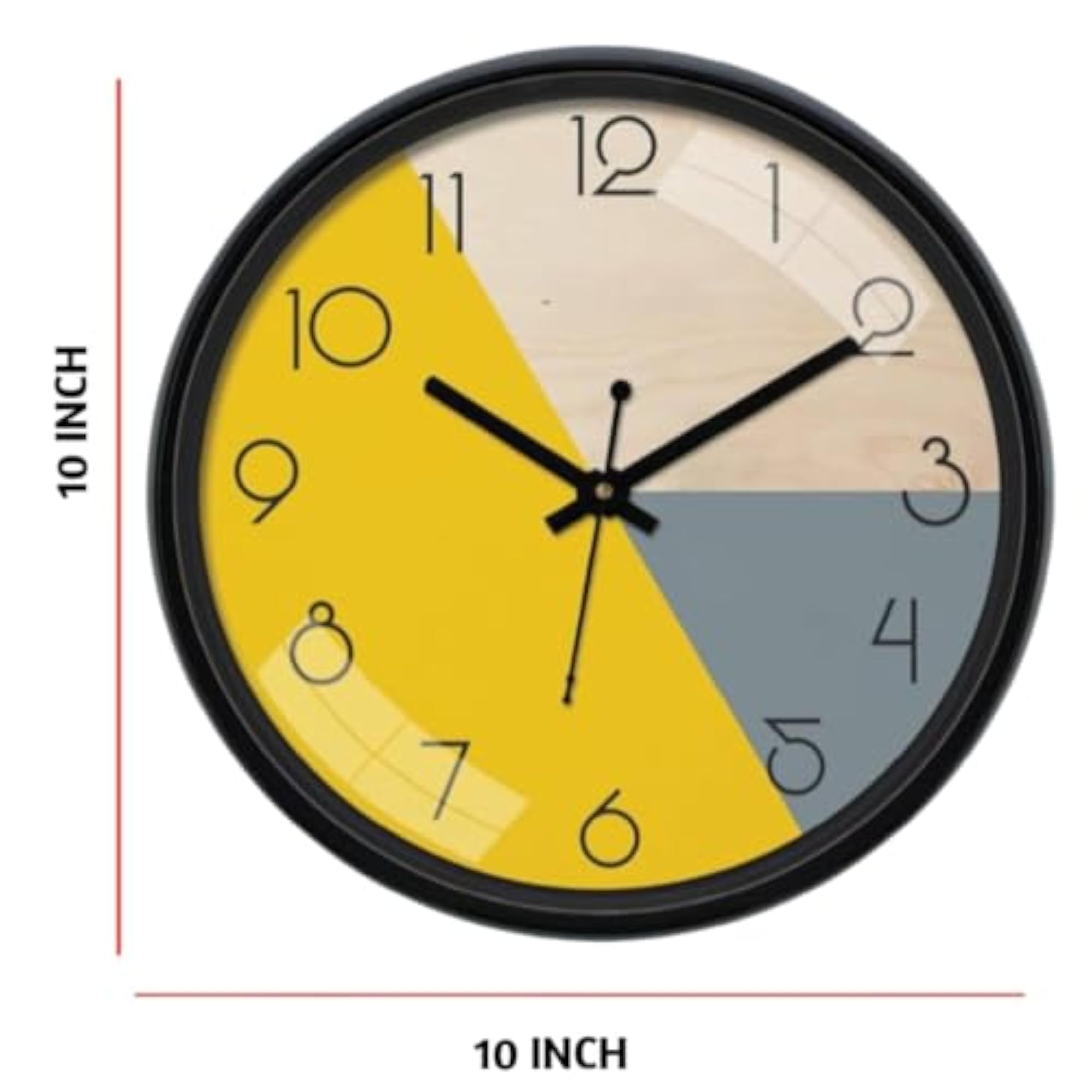 10 Inch Modern Geometric Color Block Wall Clock, Stylish Design