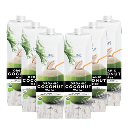 Thai Coco - Organic Natural Coconut Water No Sugar Added - 33.8 fl. oz. 6 Pk